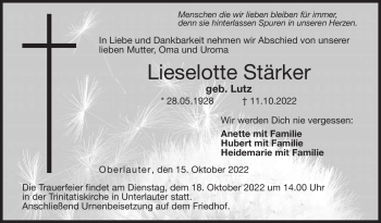 Traueranzeige von Lieselotte Stärker von Neue Presse Coburg