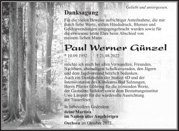 Traueranzeige von Paul Günzel von Südthüringer Presse