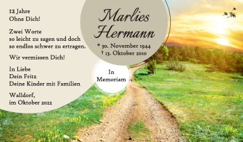 Traueranzeige von Marlies Hermann von Südthüringer Presse