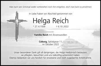 Traueranzeige von Helga Reich von Neue Presse Coburg