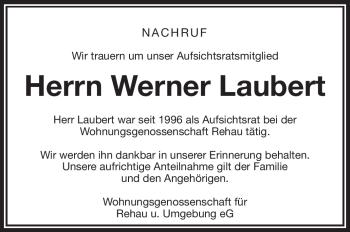 Traueranzeige von Werner Laubert von Frankenpost