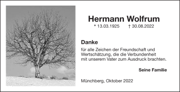Traueranzeige von Hermann Wolfrum von Frankenpost