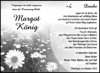 Traueranzeige von Margot König von Südthüringer Presse