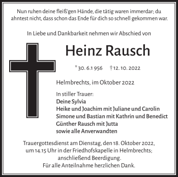 Traueranzeige von Heinz Rauch von Frankenpost