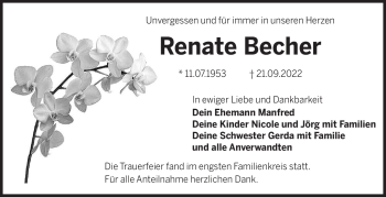 Traueranzeige von Renate Becher von Frankenpost