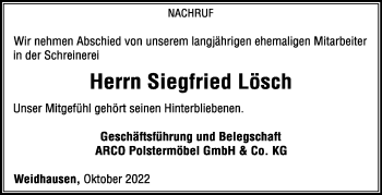 Traueranzeige von Siegfried Lösch von Neue Presse Coburg