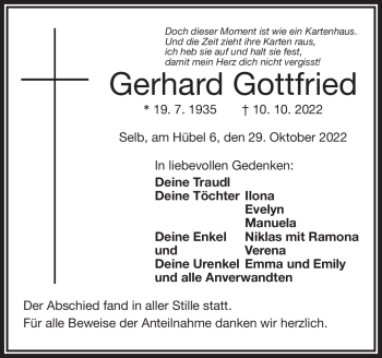 Traueranzeige von Gerhard Gottfried von Frankenpost