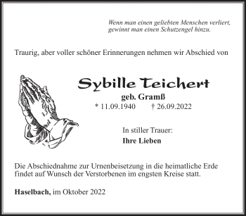 Traueranzeige von Sybille Teichert von Südthüringer Presse