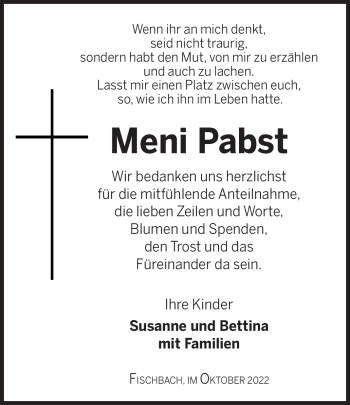 Traueranzeige von Meni Pabst von Südthüringer Presse
