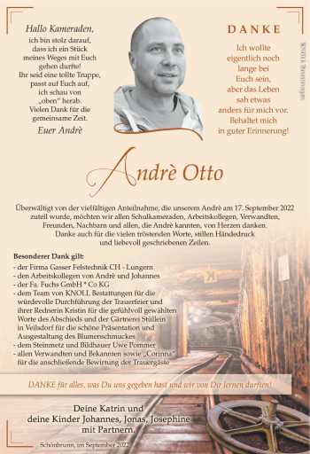 Traueranzeige von Andre Otto von Südthüringer Presse