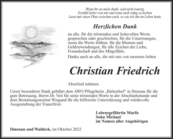 Traueranzeige von Christian Friedrich von Südthüringer Presse