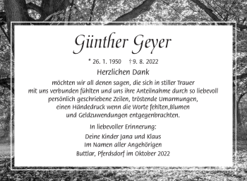 Traueranzeige von Günther Geyer von Südthüringer Presse