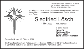 Traueranzeige von Siegfried Lösch von Neue Presse Coburg
