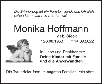 Traueranzeige von Monika Hoffmann von Frankenpost