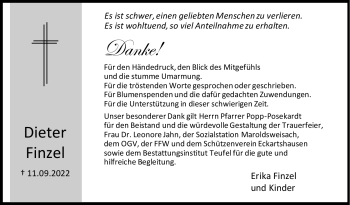 Traueranzeige von Dieter Finzel von Neue Presse Coburg