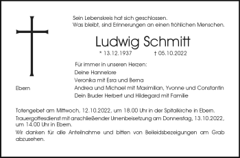 Traueranzeige von LKudwig Schmitt von Neue Presse Coburg