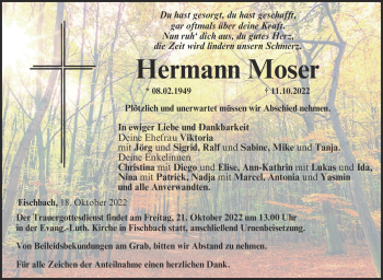 Traueranzeige von Hermann Moser von Neue Presse Coburg