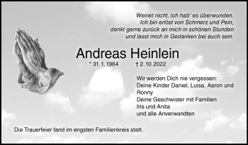 Traueranzeige von Andreas Heinlein von Neue Presse Coburg