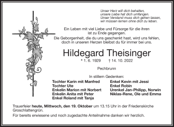 Traueranzeige von Hildegard Theisinger von Frankenpost