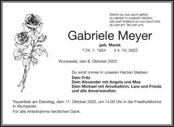 Traueranzeige von Gabriele Meyer von Frankenpost