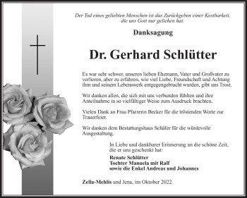 Traueranzeige von Gerhard Schlütter von Südthüringer Presse