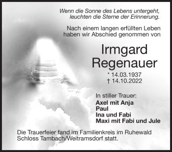 Traueranzeige von Irmgard Regenauer von Neue Presse Coburg