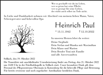 Traueranzeige von Heinrich Paul von Neue Presse Coburg
