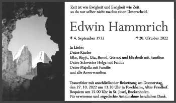 Traueranzeige von Edwin Hammrich von Frankenpost