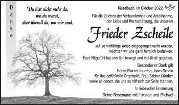 Traueranzeige von Frieder Zscheile von Südthüringer Presse