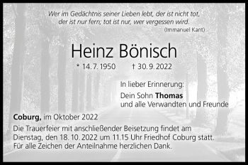 Traueranzeige von Heinz Bönisch von Neue Presse Coburg