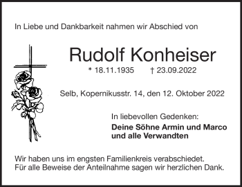 Traueranzeige von Rudolf Konheiser von Frankenpost
