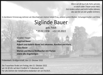 Traueranzeige von Siglinde Bauer von Neue Presse Coburg