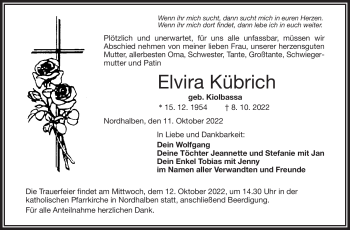 Traueranzeige von Elvira Kübrich von Frankenpost