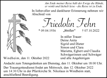 Traueranzeige von Friedolin Fehn von Neue Presse Coburg