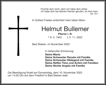 Traueranzeige von Helmut Bullemer von Frankenpost