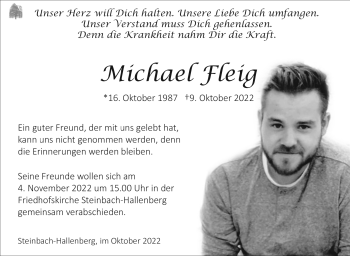 Traueranzeige von Michael Fleig von Südthüringer Presse