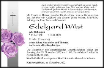 Traueranzeige von Edelgrad Wüst von Südthüringer Presse