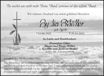 Traueranzeige von Lydia Müller von Neue Presse Coburg