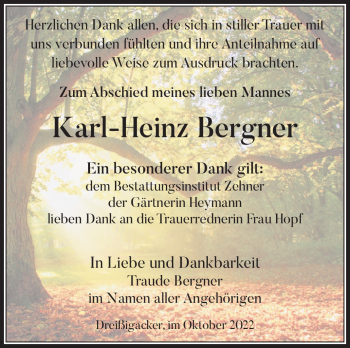 Traueranzeige von Karl-Heinz Bergner von Südthüringer Presse