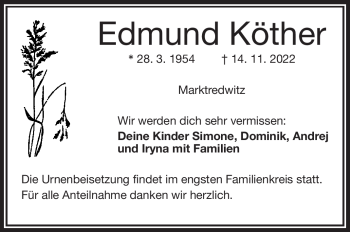 Traueranzeige von Edmund Köther von Frankenpost