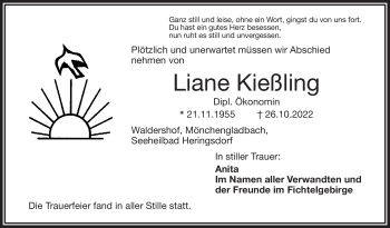 Traueranzeige von Liane Kießling von Frankenpost