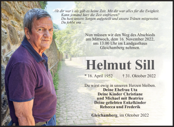 Traueranzeige von Helmut Sill von Südthüringer Presse