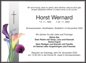 Traueranzeige von Horst Wernard von Frankenpost