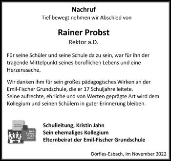 Traueranzeige von Rainer Probst von Neue Presse Coburg