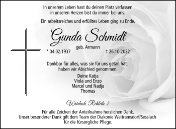 Traueranzeige von Gunda Schmidt von Neue Presse Coburg