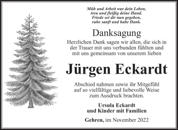 Traueranzeige von Jürgen Eckardt von Südthüringer Presse