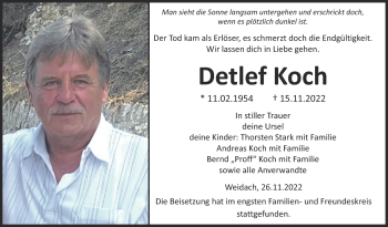 Traueranzeige von Detlef Koch von Neue Presse Coburg