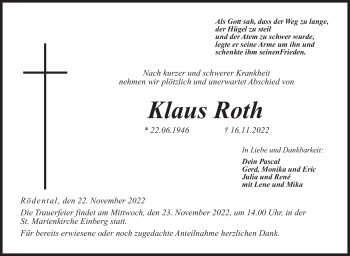 Traueranzeige von Klaus Roth von Neue Presse Coburg