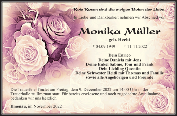 Traueranzeige von Monika Müller von Südthüringer Presse