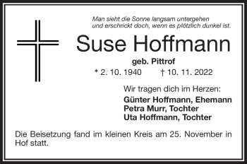 Traueranzeige von Suse Hoffmann von Frankenpost